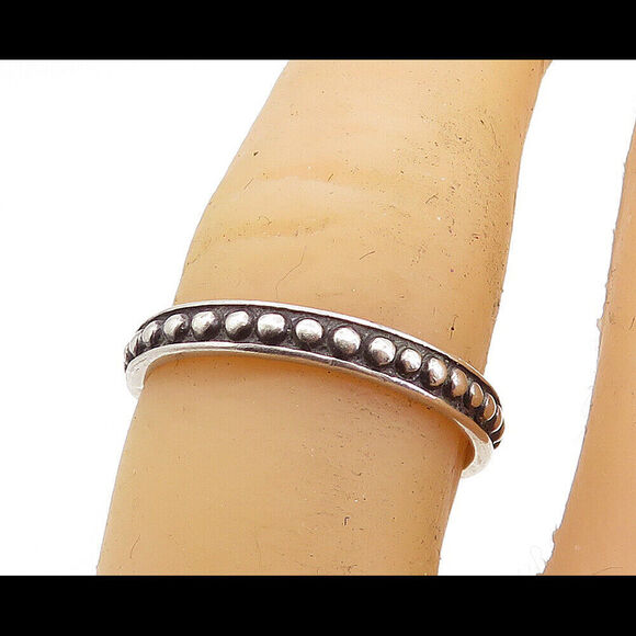 SHUBE 925 Silver Vintage Oxidized Circle Pattern Thin Band Ring Sz 7 RG6423 - Picture 1 of 5